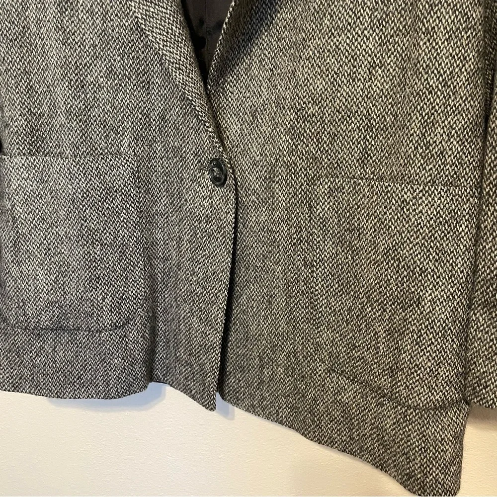 International Scene Blazer Women 7/8 Gray Tweed Vintage Pure New Wool Lines - Picture 3 of 8